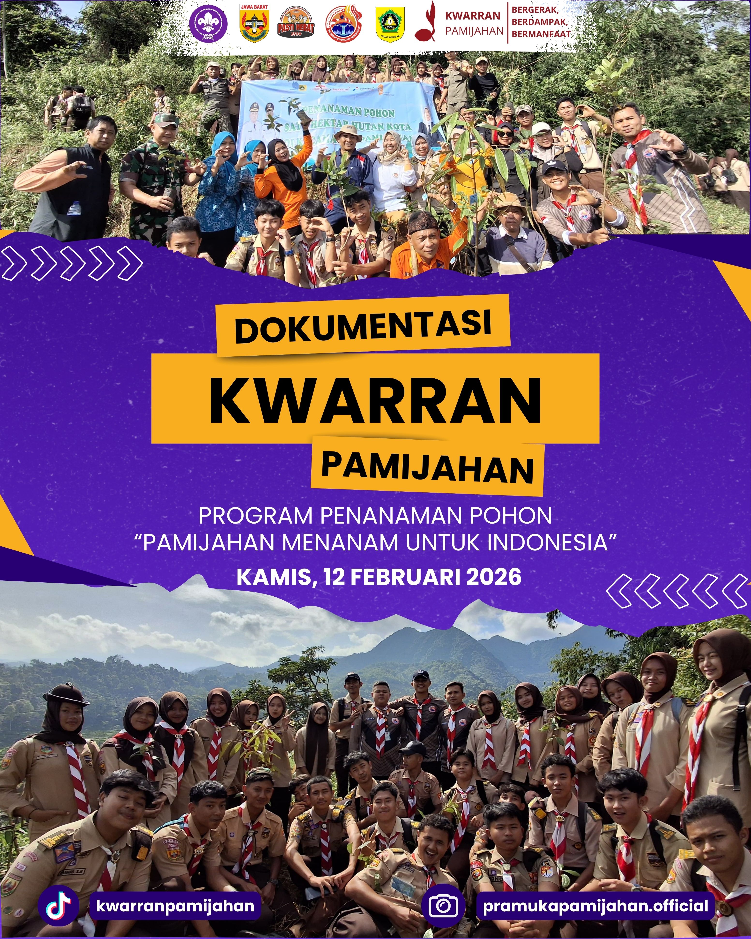 "Wujudkan Paru-Paru Kota, Pramuka Pamijahan Konsisten Lanjutkan Penanaman Pohon di Desa Cibunian"