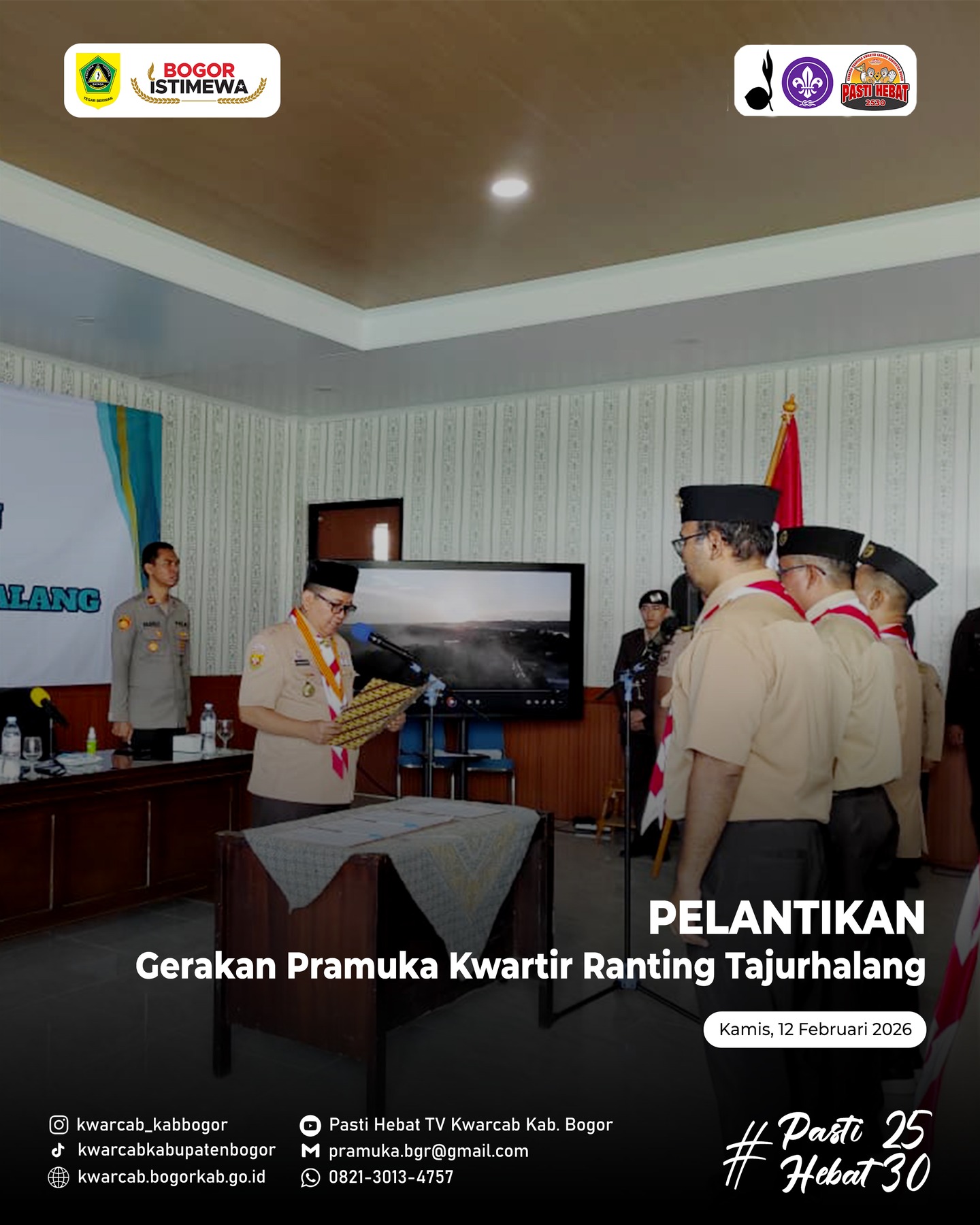 Pengurus Kwarran Tajurhalang Resmi Dilantik, Perkuat Pembinaan Pramuka di Kabupaten Bogor