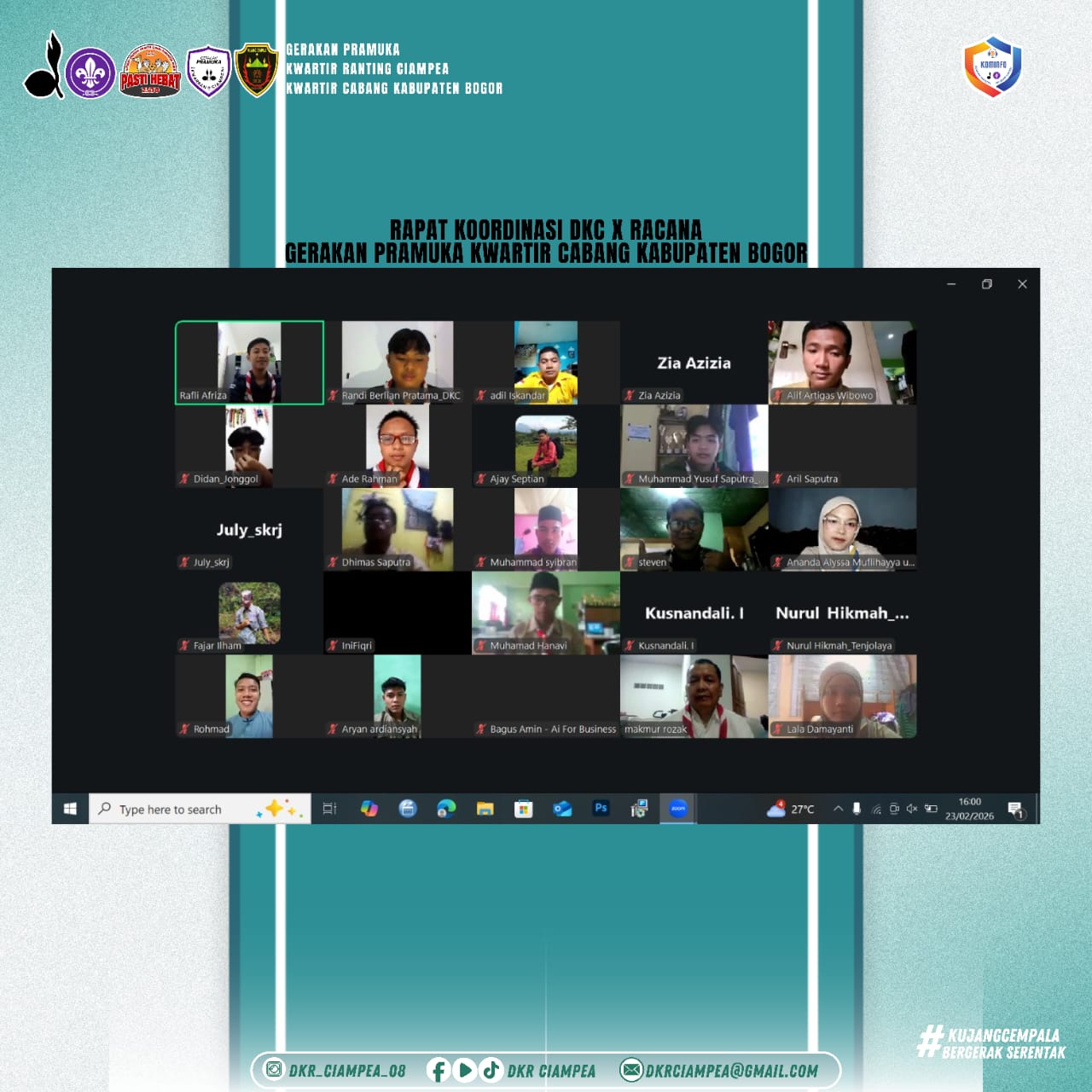 Pandega Kwartir Ranting Ciampea ikut serta dalam rapat koordinasi DKC X RACANA SE-KWARCAB Kabupaten Bogor
