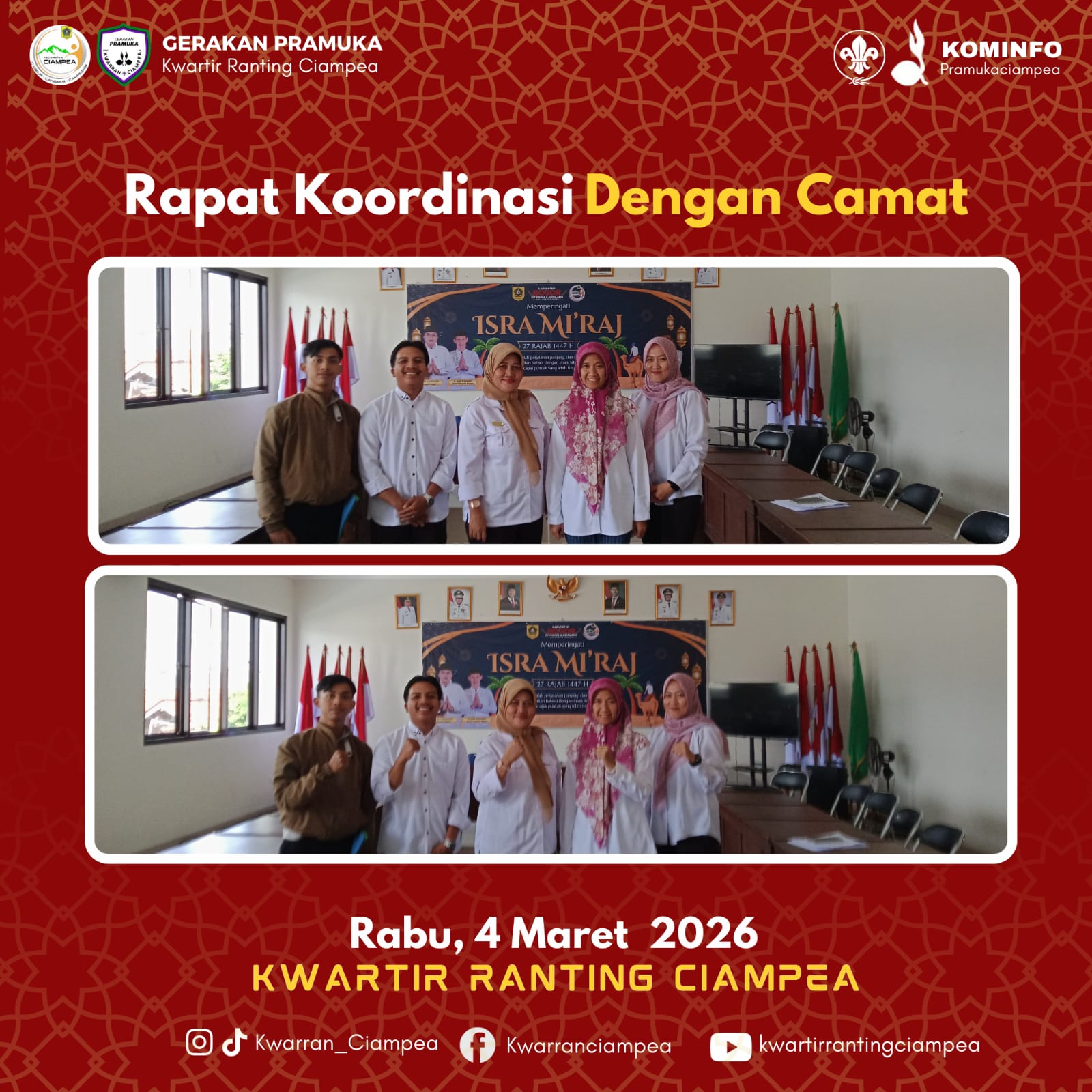 Sinergi Membangun Karakter: Kwarran Ciampea Gelar Koordinasi Intensif dengan Camat Ciampea