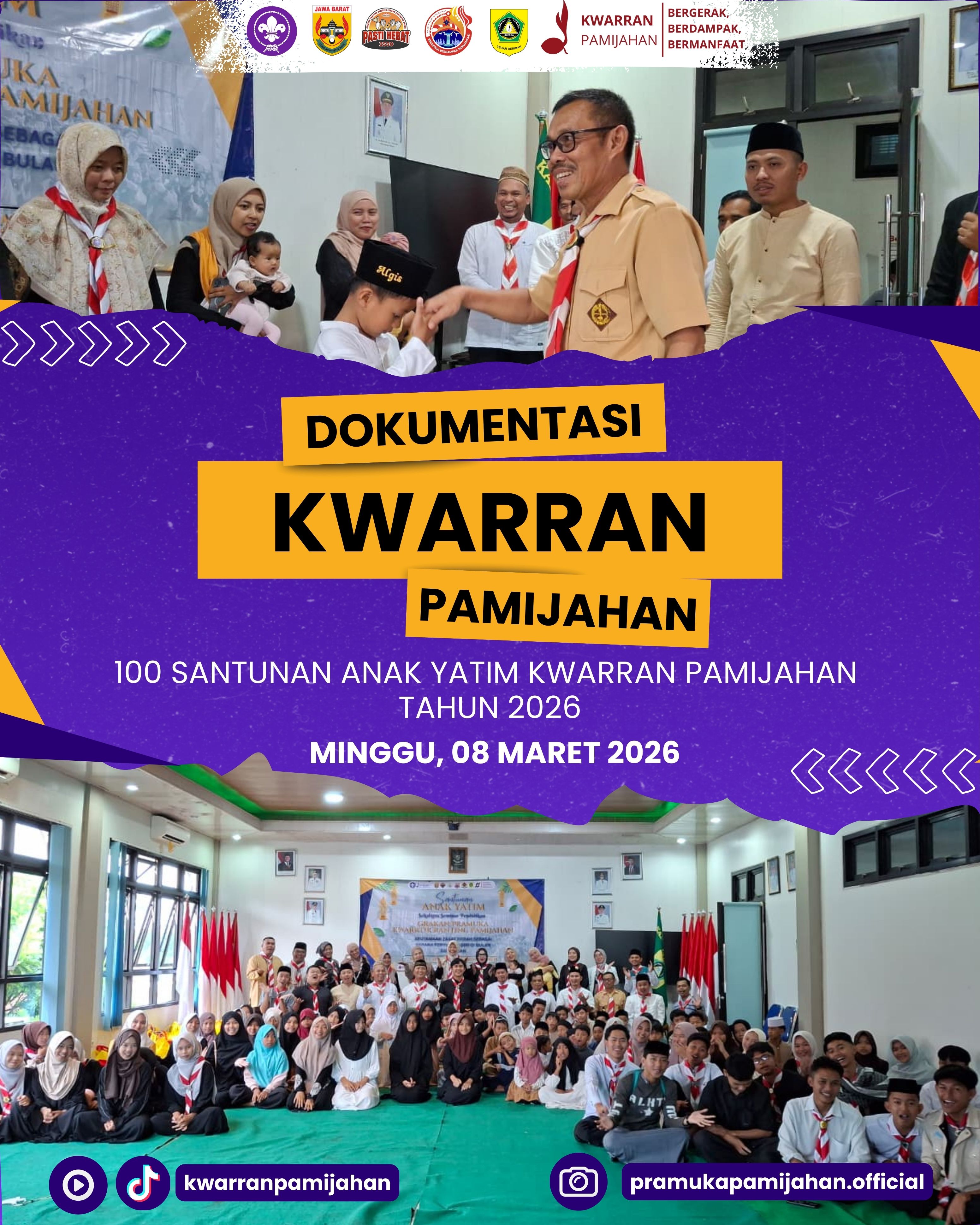 🌙 Aksi Nyata Pramuka! Kwarran Pamijahan Berbagi 100 Santunan Anak Yatim