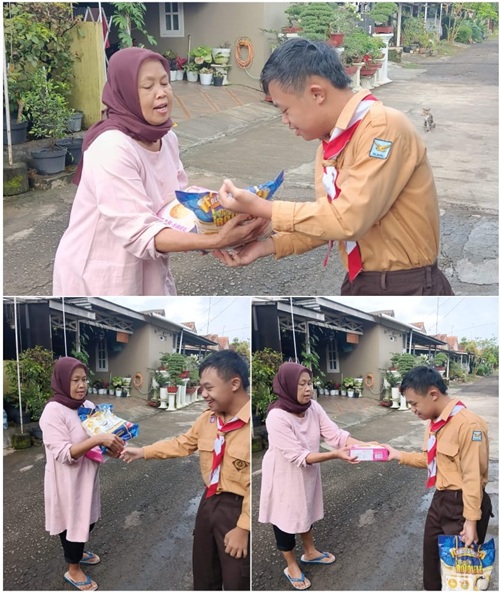 Antusias 80 orang PBK SLB Bina Sejahtera Ikuti Aksi Berbagi ”Rantang Pramuka”