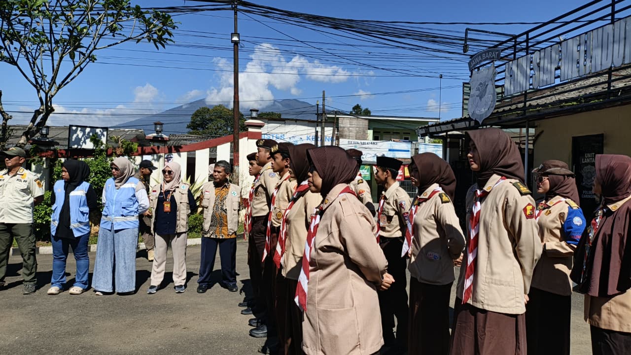 Sinergi TNI–Polri dan Pramuka, Apel Persiapan Karya Bakti Lebaran Digelar di Caringin