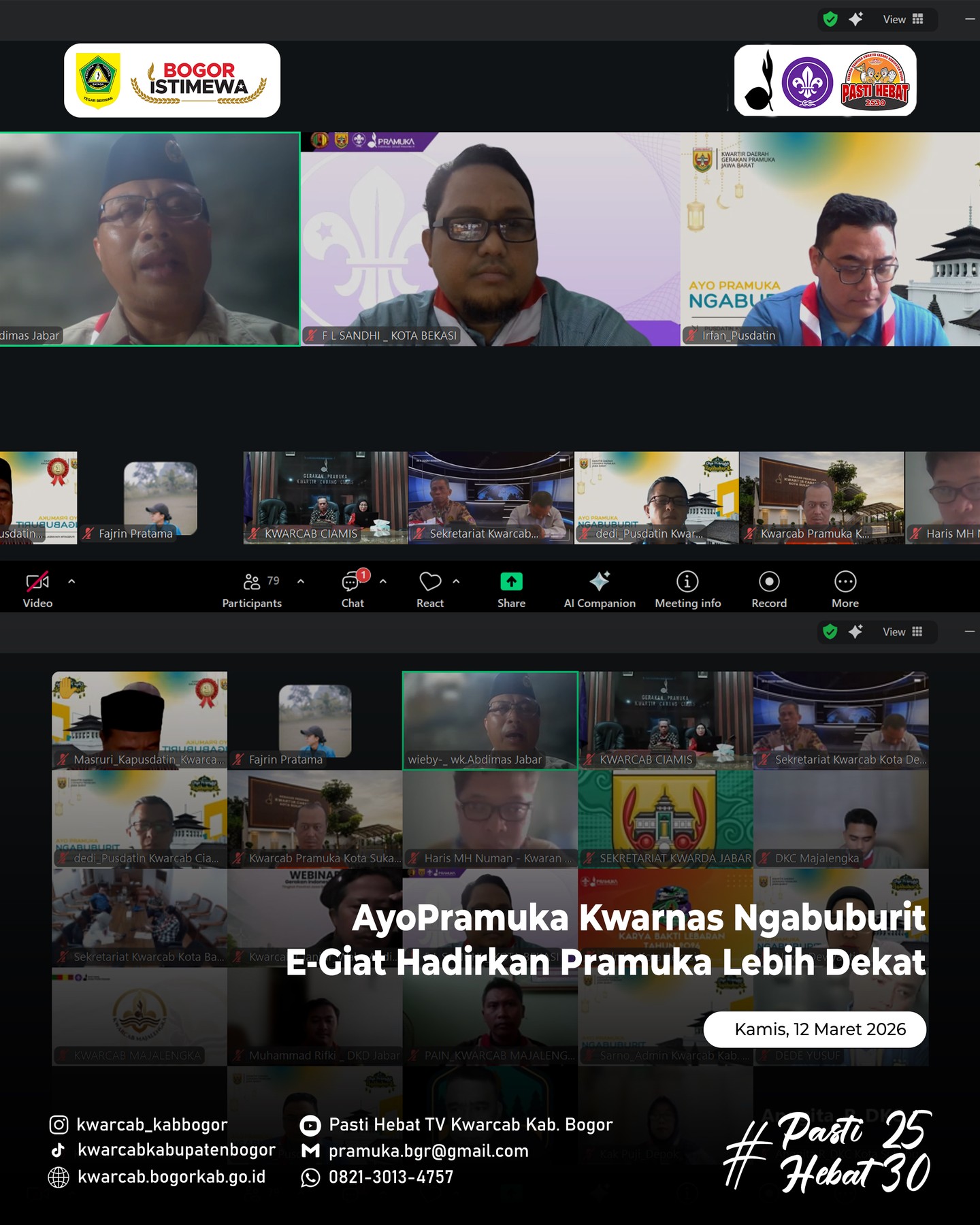 Kwarcab Kabupaten Bogor Ikuti Kegiatan “AyoPramuka Kwarnas Ngabuburit” Season ke-3