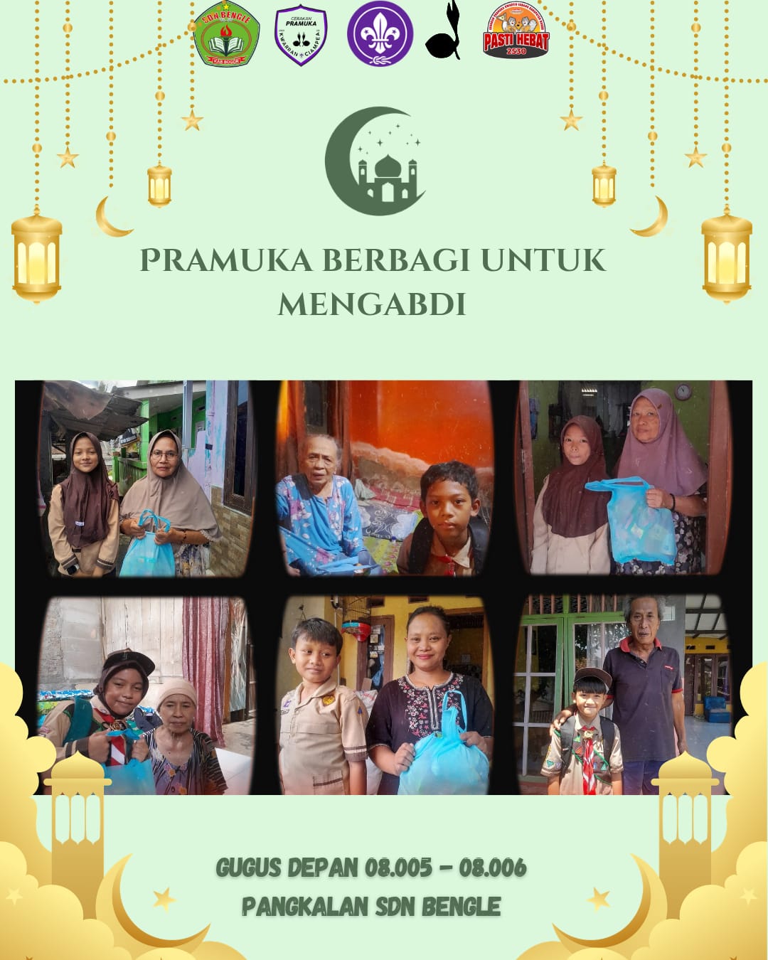 Pramuka SDN Bengle Bagikan Sembako kepada Warga, Tebar Kebaikan di Bulan Ramadan