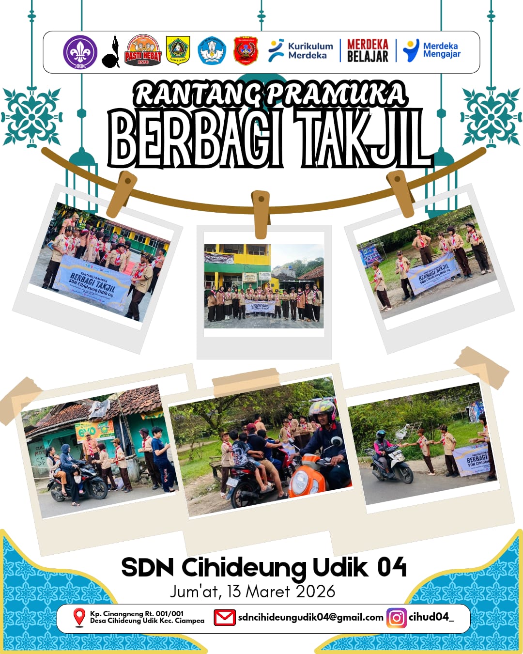 Pramuka SDN Cihideung Udik 04 Tebar Kebaikan di Ramadan, Bagikan 50 Paket Takjil untuk Warga Cinangneng