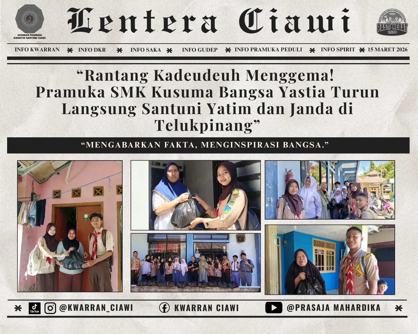 “Rantang Kadeudeuh Menggema! Pramuka SMK Kusuma Bangsa Yastia Turun Langsung Santuni Yatim dan Janda di Telukpinang”