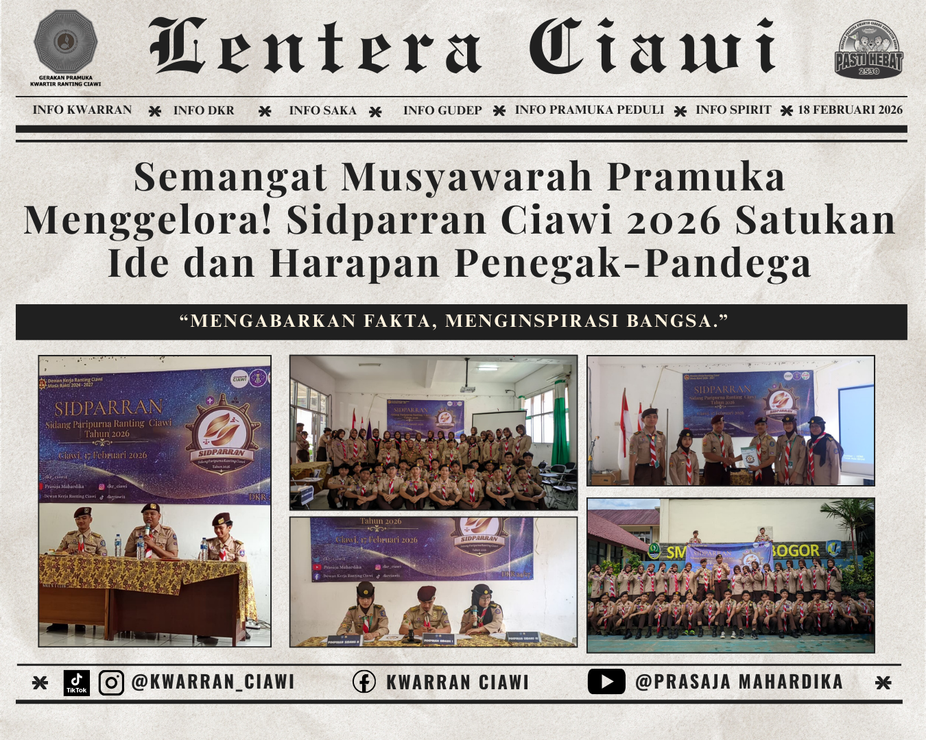 Semangat Musyawarah Pramuka Menggelora! Sidparran Ciawi 2026 Satukan Ide dan Harapan Penegak-Pandega