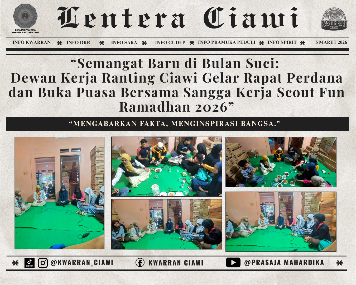 “Semangat Baru di Bulan Suci: Dewan Kerja Ranting Ciawi Gelar Rapat Perdana dan Buka Puasa Bersama Sangga Kerja Scout Fun Ramadhan 2026”