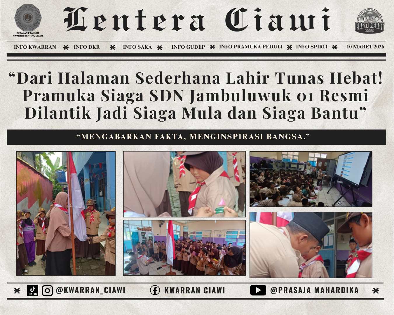“Dari Halaman Sederhana Lahir Tunas Hebat! Pramuka Siaga SDN Jambuluwuk 01 Resmi Dilantik Jadi Siaga Mula dan Siaga Bantu”
