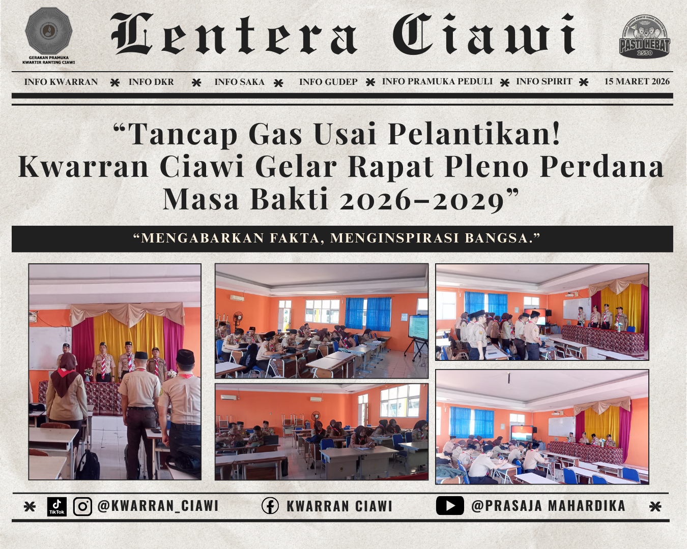 “Tancap Gas Usai Pelantikan! Kwarran Ciawi Gelar Rapat Pleno Perdana Masa Bakti 2026–2029”