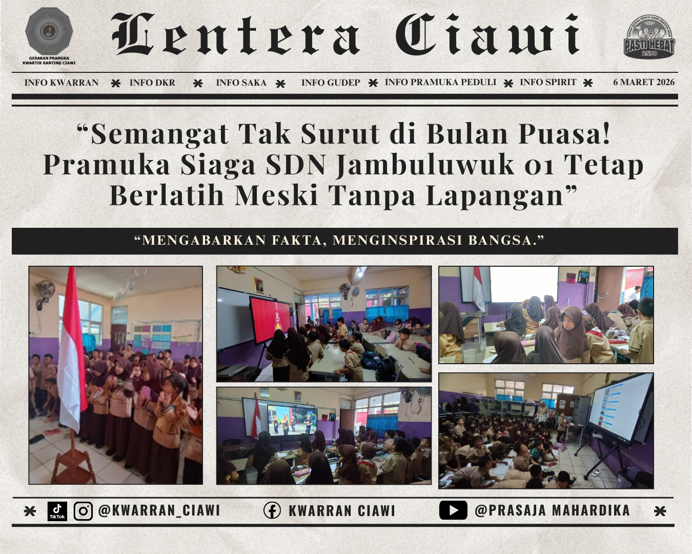 “Semangat Tak Surut di Bulan Puasa! Pramuka Siaga SDN Jambuluwuk 01 Tetap Berlatih Meski Tanpa Lapangan”