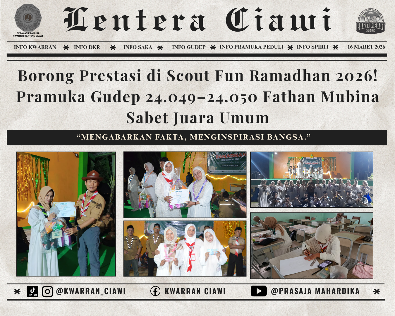 Borong Prestasi di Scout Fun Ramadhan 2026! Pramuka Gudep 24.049–24.050 Fathan Mubina Sabet Juara Umum