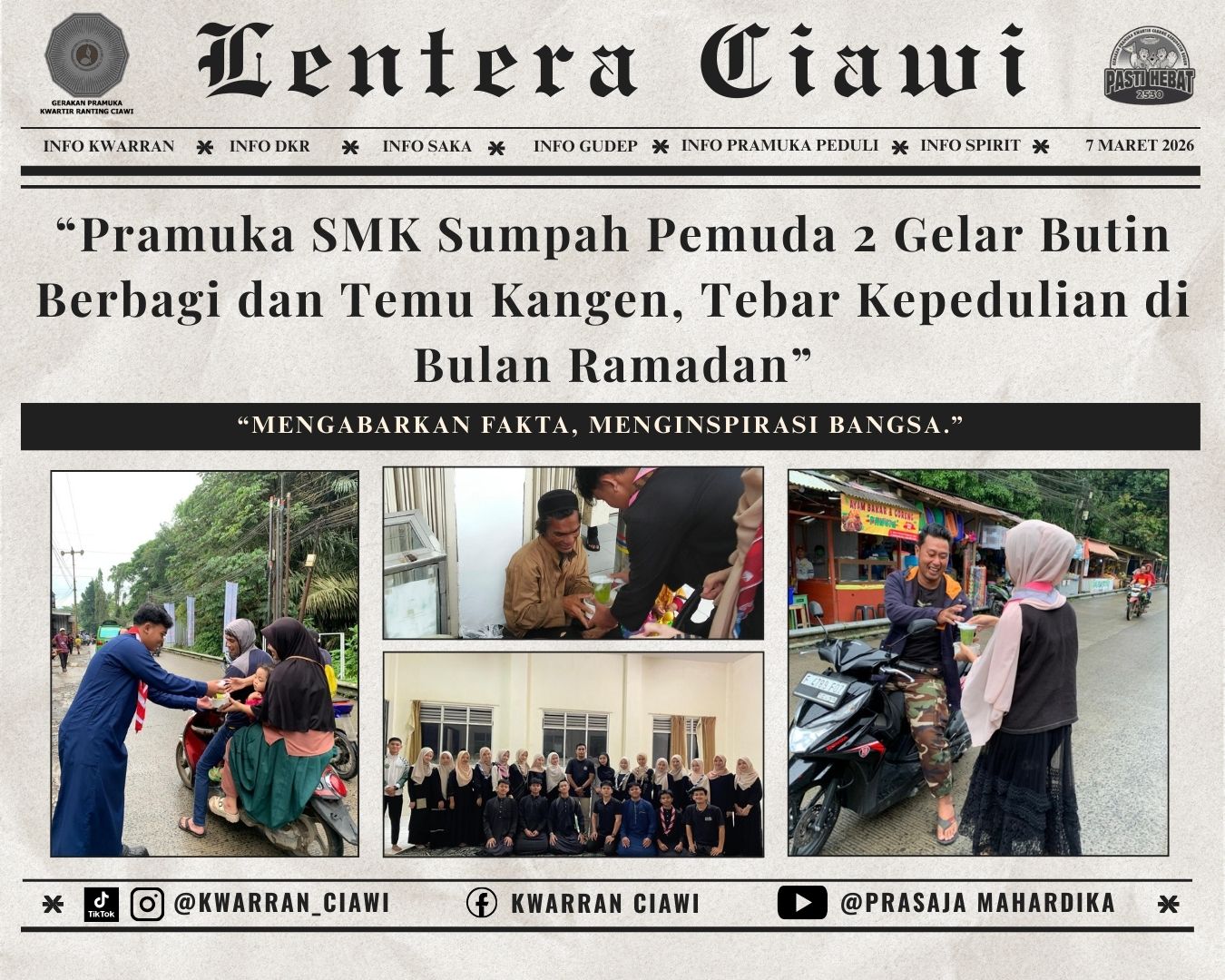 Pramuka SMK Sumpah Pemuda 2 Gelar Butin Berbagi dan Temu Kangen, Tebar Kepedulian di Bulan Ramadan