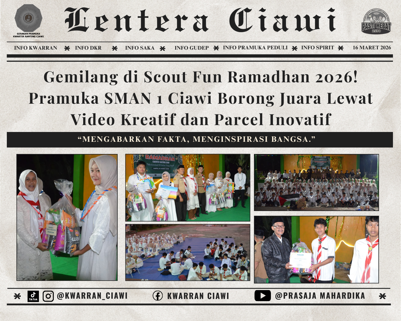 Gemilang di Scout Fun Ramadhan 2026! Pramuka SMAN 1 Ciawi Borong Juara Lewat Video Kreatif dan Parcel Inovatif