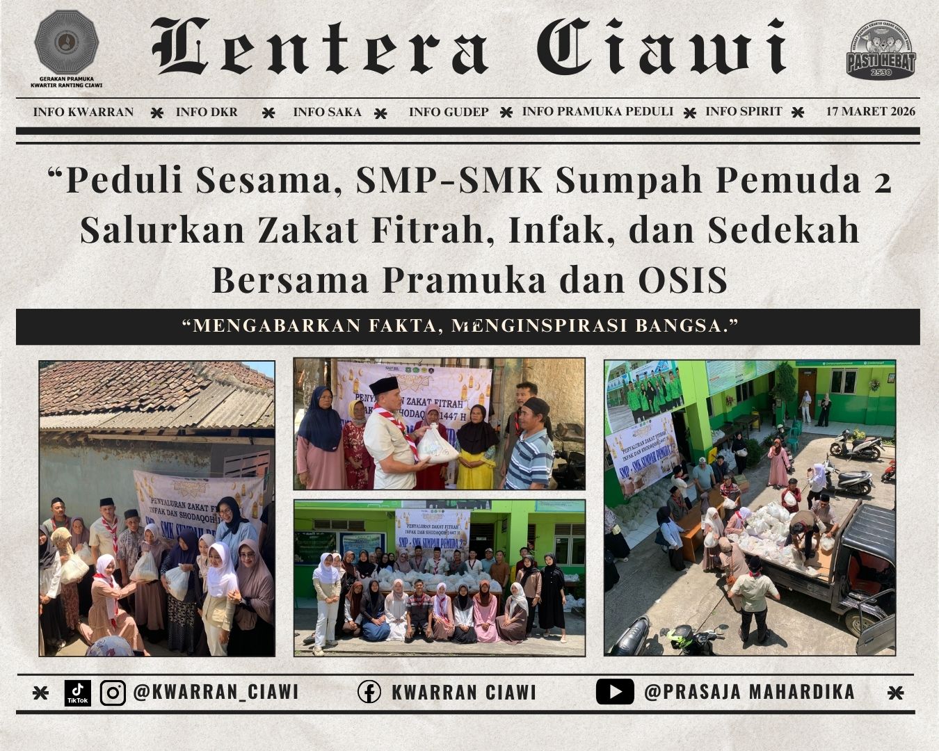 Peduli Sesama, SMP-SMK Sumpah Pemuda 2 Salurkan Zakat Fitrah, Infak, dan Sedekah Bersama Pramuka dan OSIS