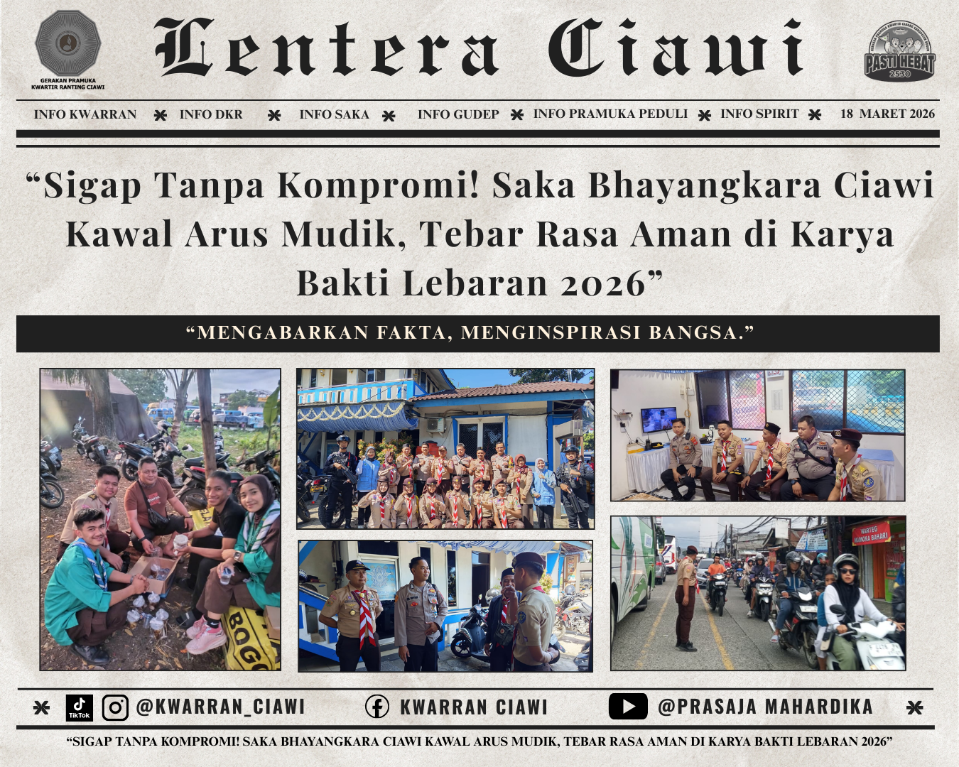 “Sigap Tanpa Kompromi! Saka Bhayangkara Ciawi Kawal Arus Mudik, Tebar Rasa Aman di Karya Bakti Lebaran 2026”