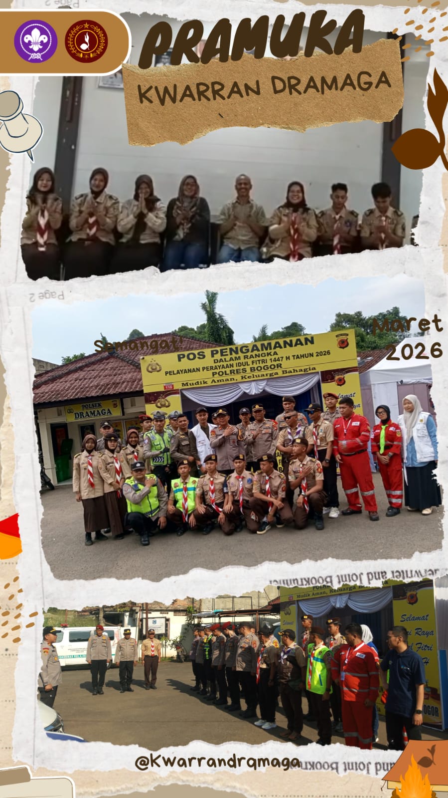 H-2 LEBARAN, PRAMUKA KWARRAN DRAMAGA SIAGA AMANKAN ARUS MUDIK DI DRAMAGA