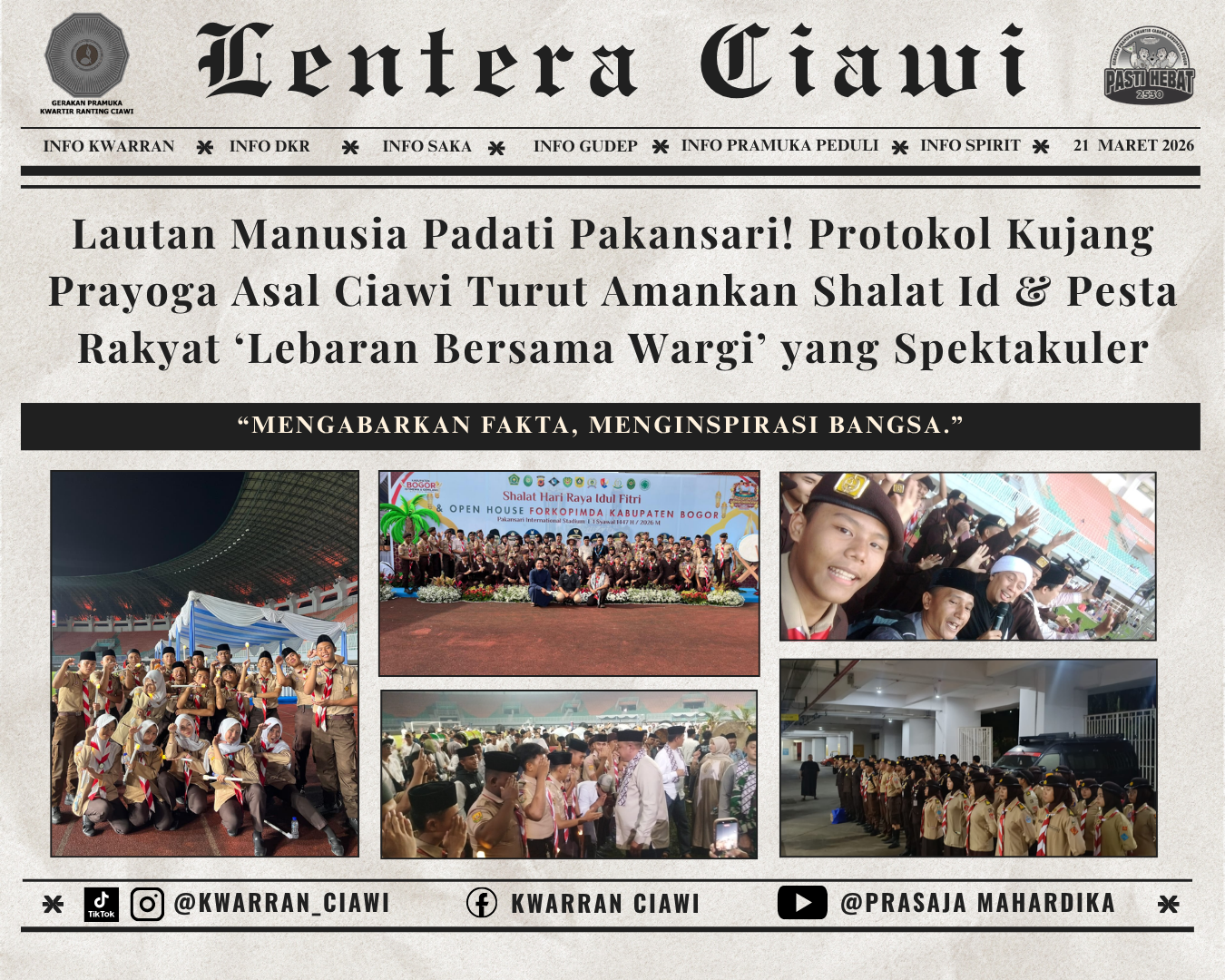 Lautan Manusia Padati Pakansari! Protokol Kujang Prayoga Asal Ciawi Turut Amankan Shalat Id & Pesta Rakyat ‘Lebaran Bersama Wargi’ yang Spektakuler
