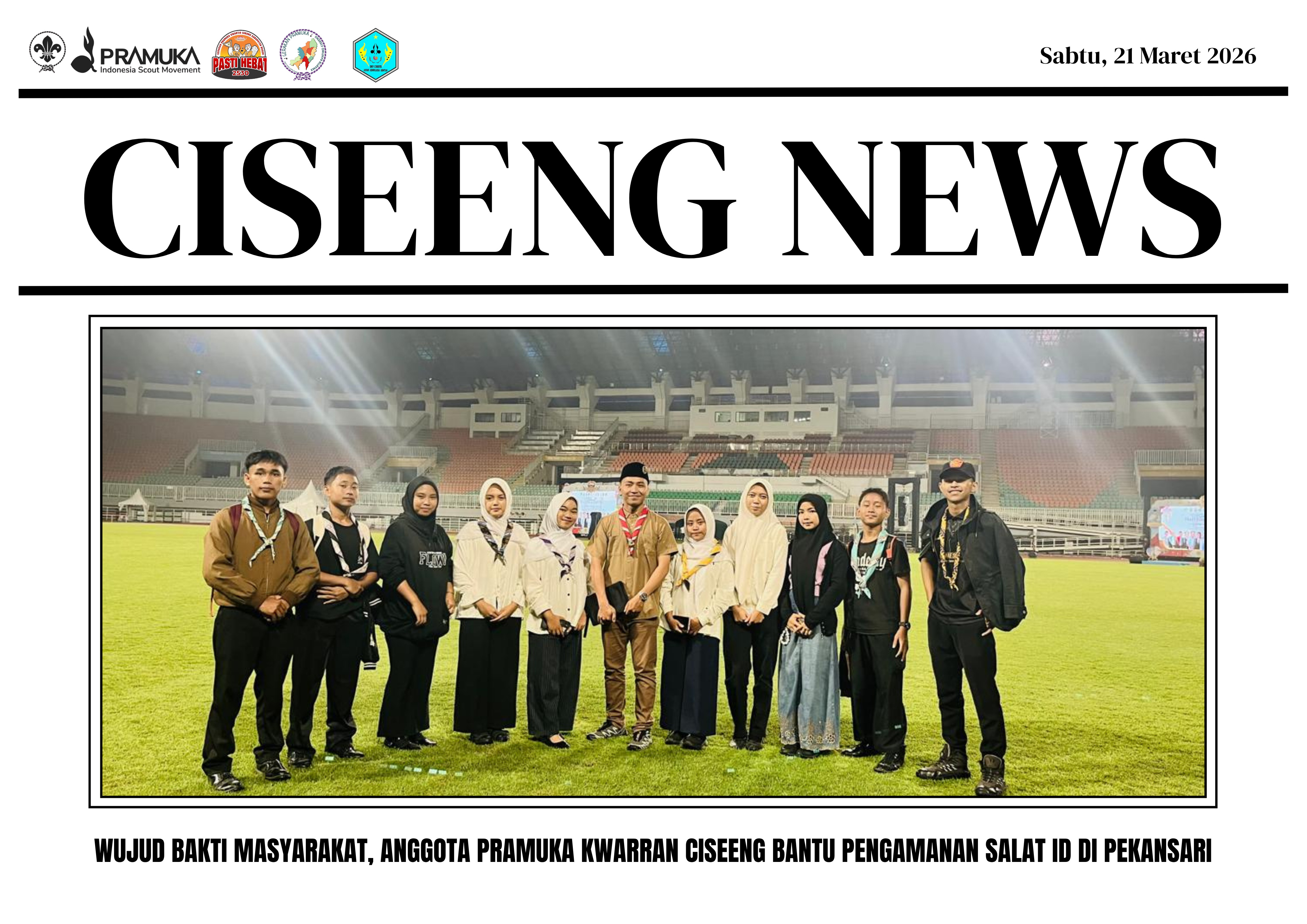 Wujud Bakti Masyarakat, Anggota Pramuka Kwarran Ciseeng Bantu Pengamanan Salat Id di Pekansari