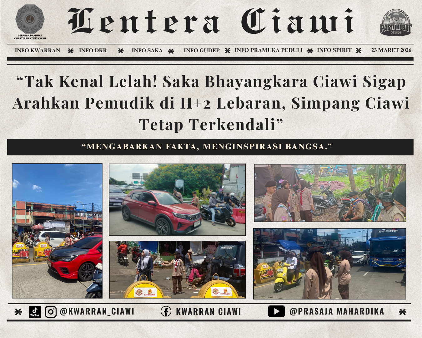 “Tak Kenal Lelah! Saka Bhayangkara Ciawi Sigap Arahkan Pemudik di H+2 Lebaran, Simpang Ciawi Tetap Terkendali”