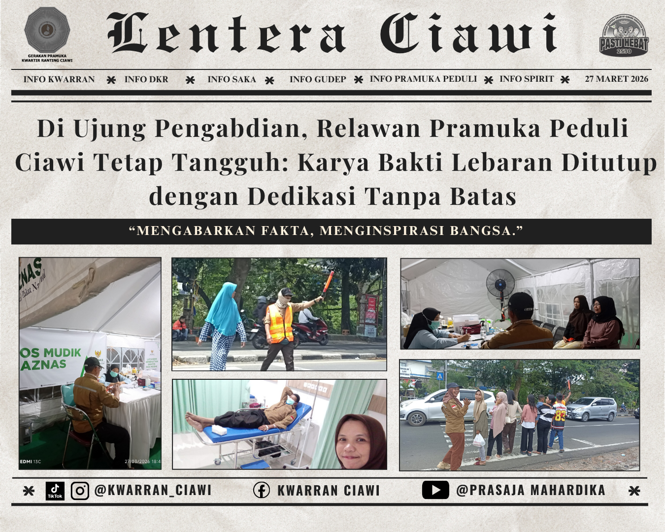 Di Ujung Pengabdian, Relawan Pramuka Peduli Ciawi Tetap Tangguh: Karya Bakti Lebaran Ditutup dengan Dedikasi Tanpa Batas