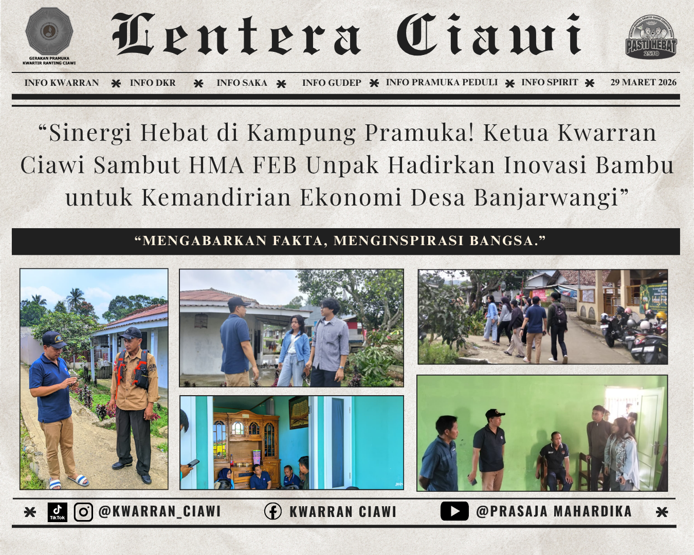 “Sinergi Hebat di Kampung Pramuka! Ketua Kwarran Ciawi Sambut HMA FEB Unpak Hadirkan Inovasi Bambu untuk Kemandirian Ekonomi Desa Banjarwangi”