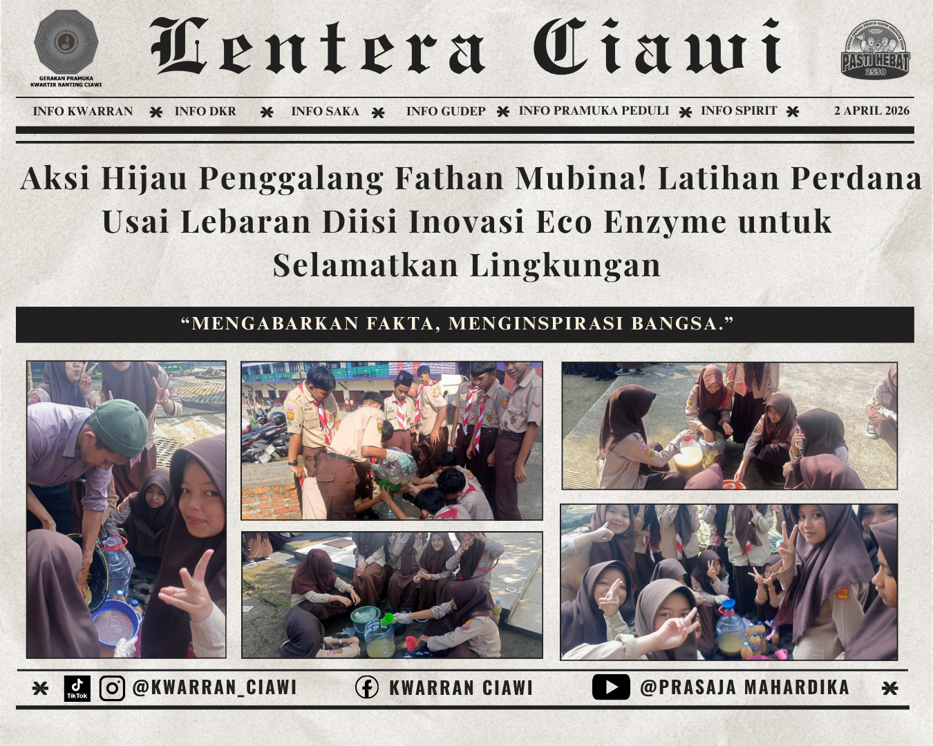 Aksi Hijau Penggalang Fathan Mubina! Latihan Perdana Usai Lebaran Diisi Inovasi Eco Enzyme untuk Selamatkan Lingkungan