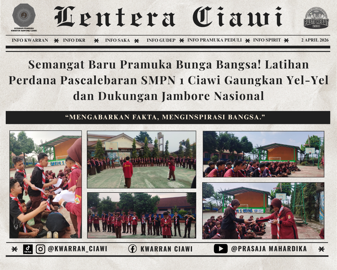 Semangat Baru Pramuka Bunga Bangsa! Latihan Perdana Pascalebaran SMPN 1 Ciawi Gaungkan Yel-Yel dan Dukungan Jambore Nasional