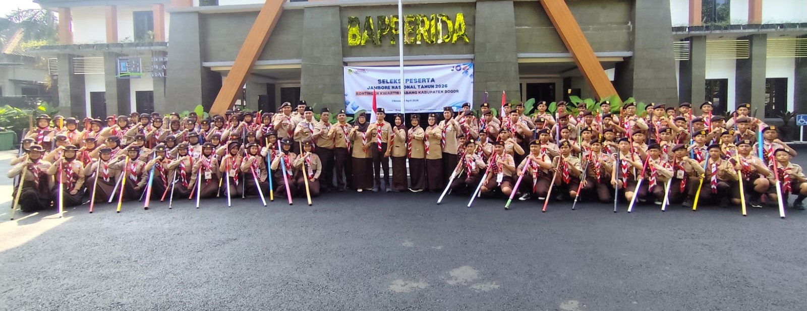 Seleksi Calon Peserta Jambore Nasional XII Tahun 2026 Kwarcab Kabupaten Bogor Diikuti Pramuka Kwarran Leuwisadeng dengan Penuh Antusiasme