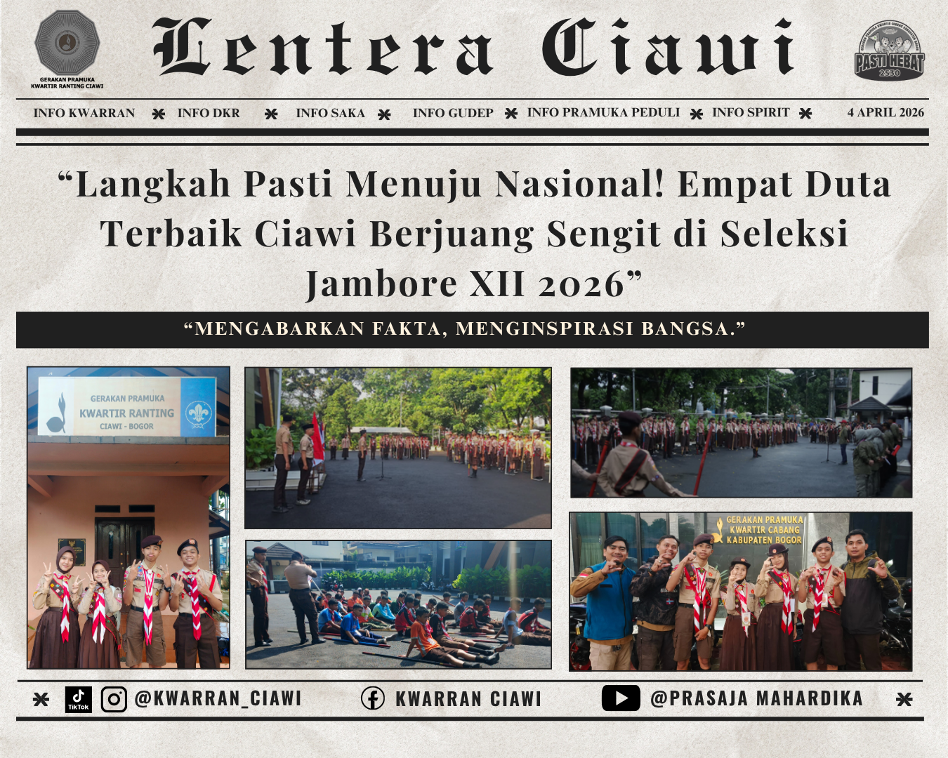 “Langkah Pasti Menuju Nasional! Empat Duta Terbaik Ciawi Berjuang Sengit di Seleksi Jambore XII 2026”