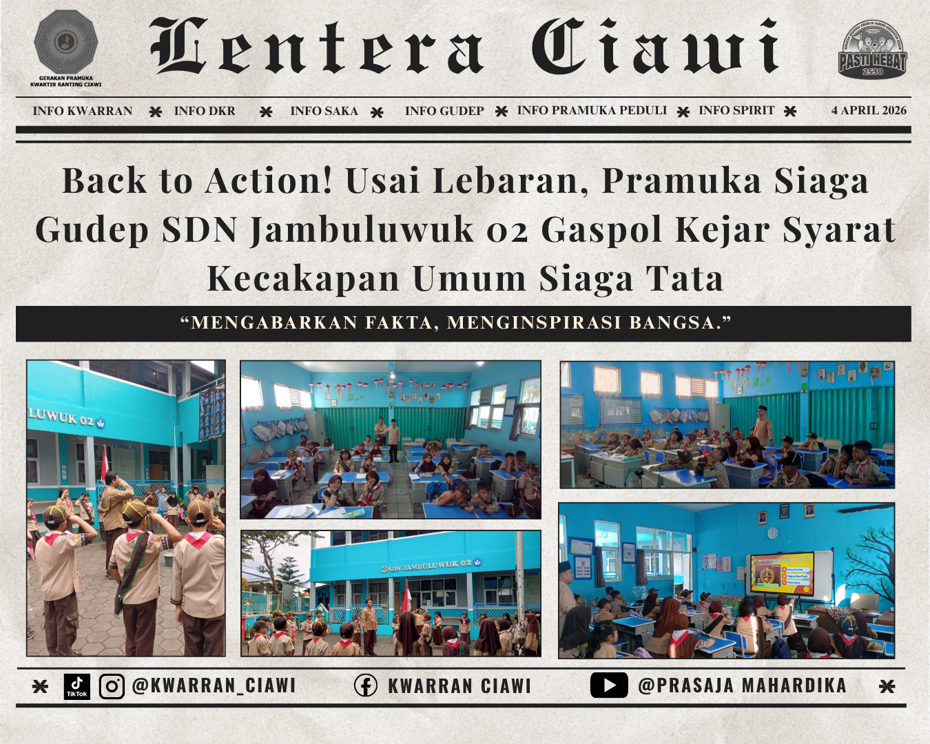 Back to Action! Usai Lebaran, Pramuka Siaga Gudep SDN Jambuluwuk 02 Gaspol Kejar Syarat Kecakapan Umum Siaga Tata