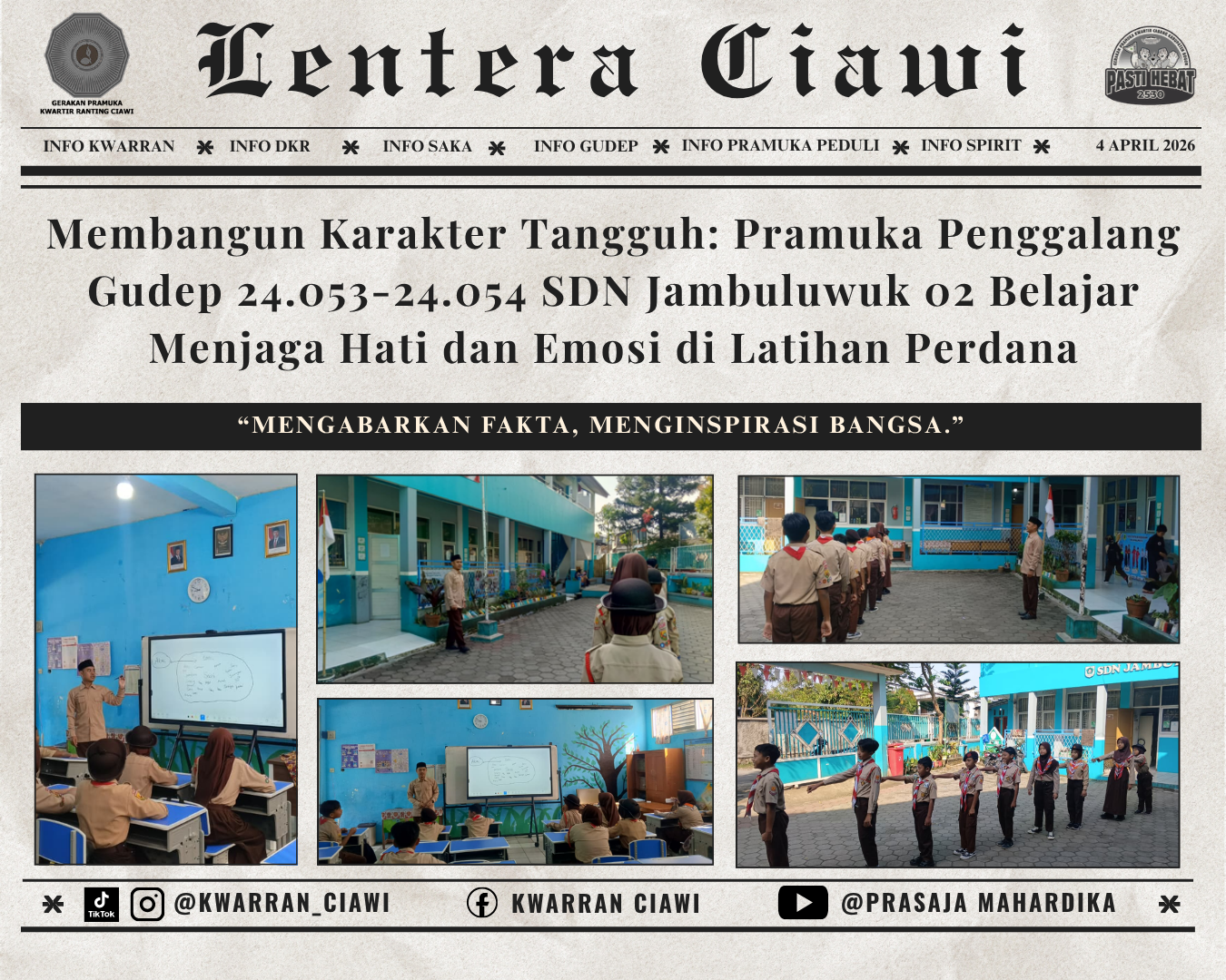 Membangun Karakter Tangguh: Pramuka Penggalang Gudep 24.053-24.054 SDN Jambuluwuk 02 Belajar Menjaga Hati dan Emosi di Latihan Terbaru