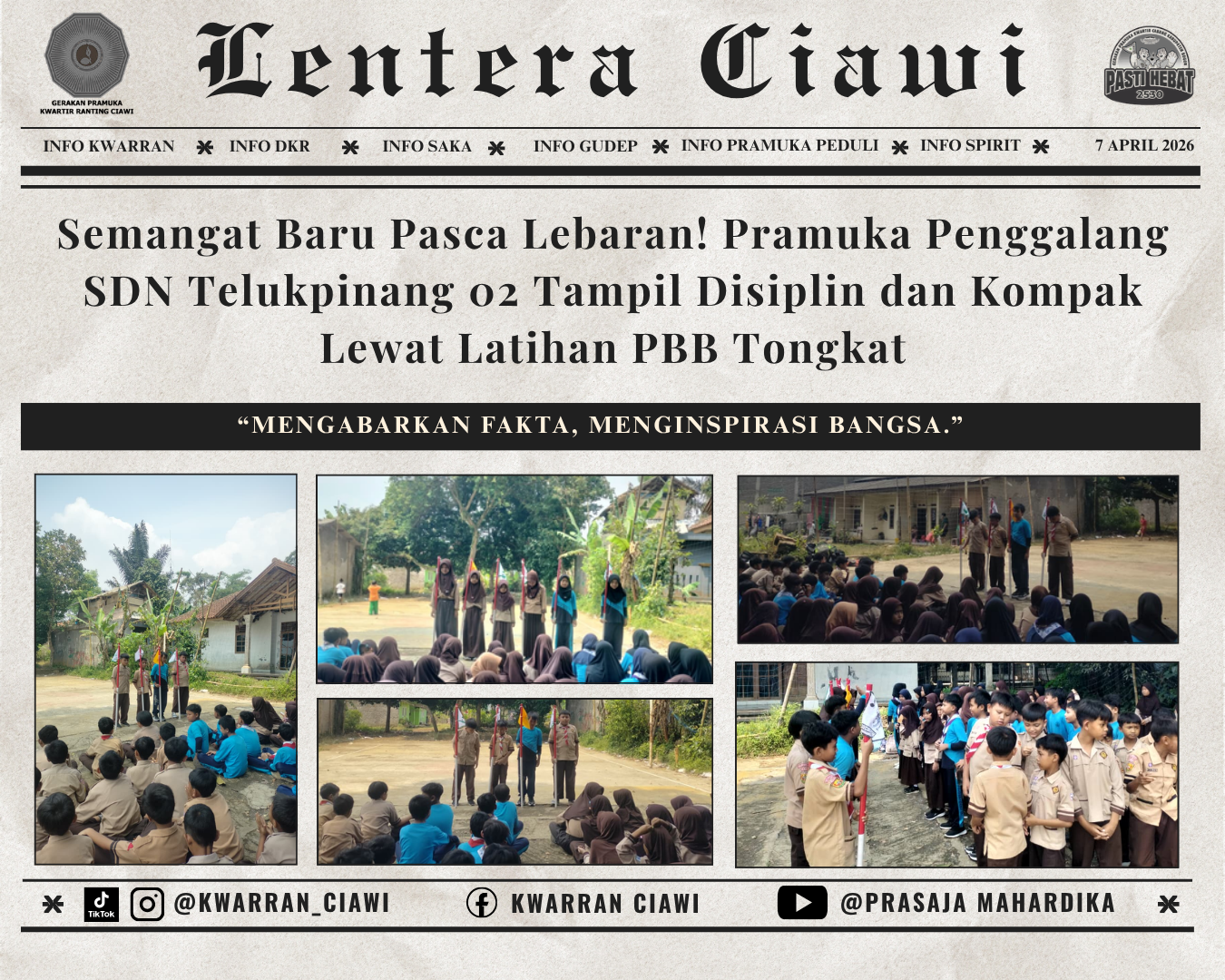 Semangat Baru Pasca Lebaran! Pramuka Penggalang SDN Telukpinang 02 Tampil Disiplin dan Kompak Lewat Latihan PBB Tongkat