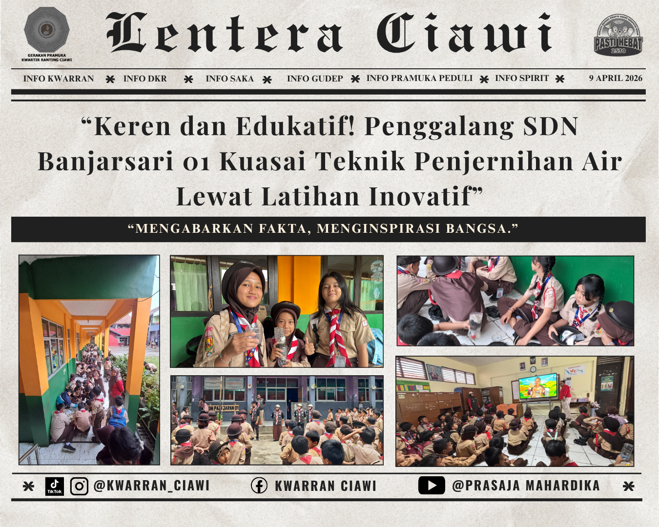 “Keren dan Edukatif! Penggalang SDN Banjarsari 01 Kuasai Teknik Penjernihan Air Lewat Latihan Inovatif”