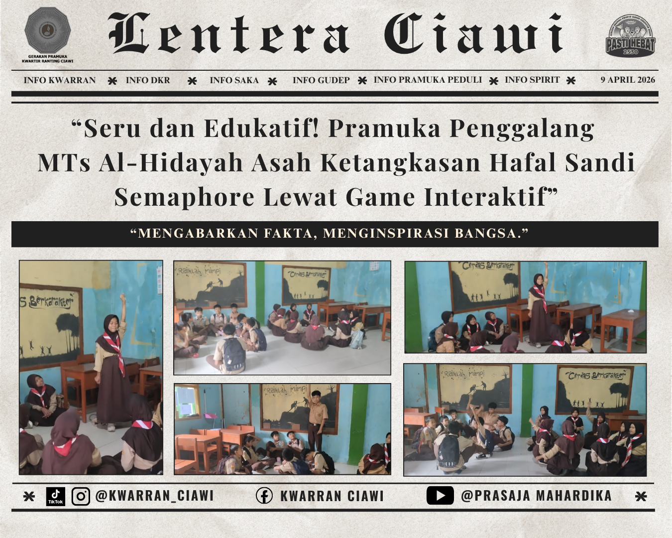 “Seru dan Edukatif! Pramuka Penggalang MTs Al-Hidayah Asah Ketangkasan Hafal Sandi Semaphore Lewat Game Interaktif”