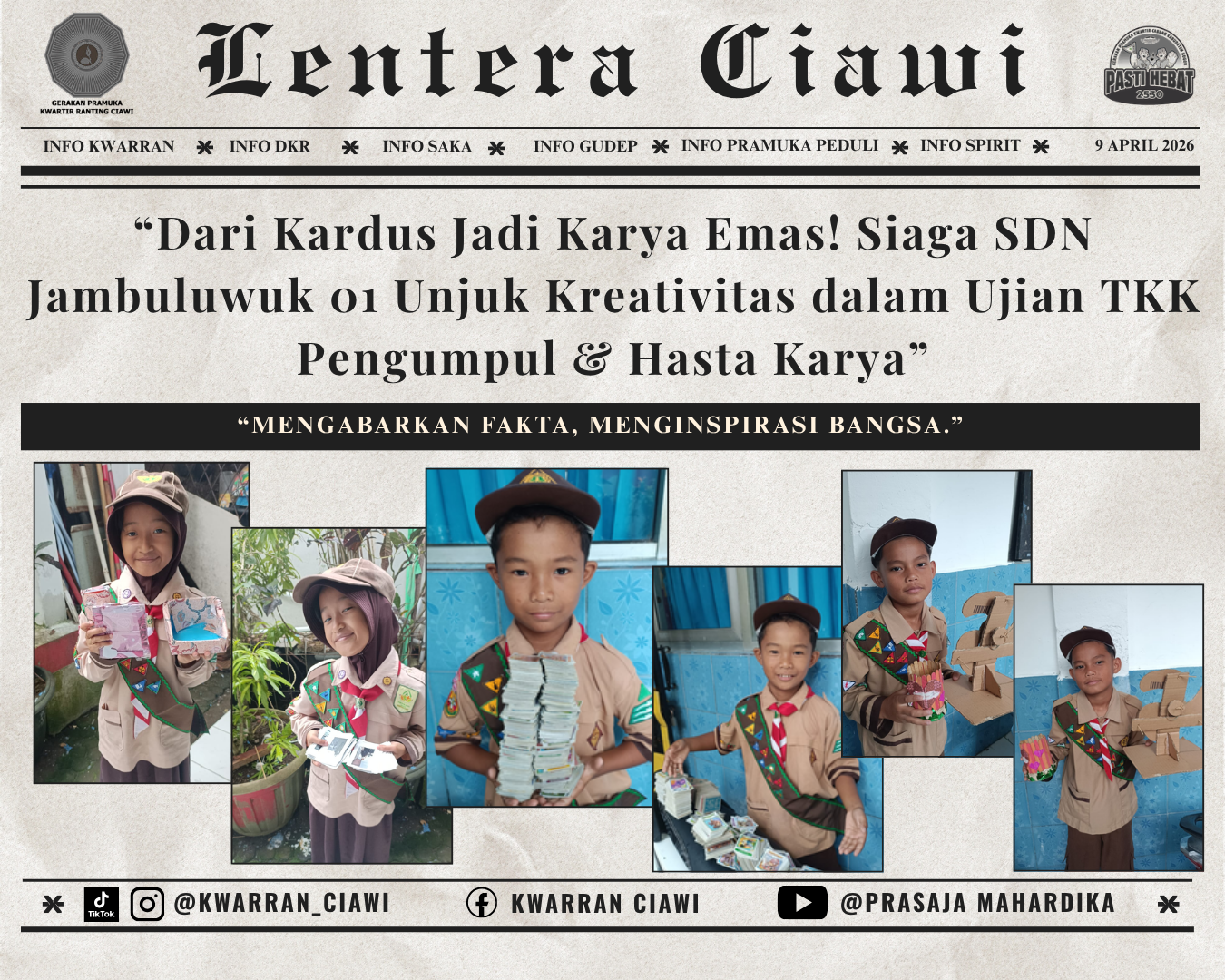 “Dari Kardus Jadi Karya Emas! Siaga SDN Jambuluwuk 01 Unjuk Kreativitas dalam Ujian TKK Pengumpul & Hasta Karya”