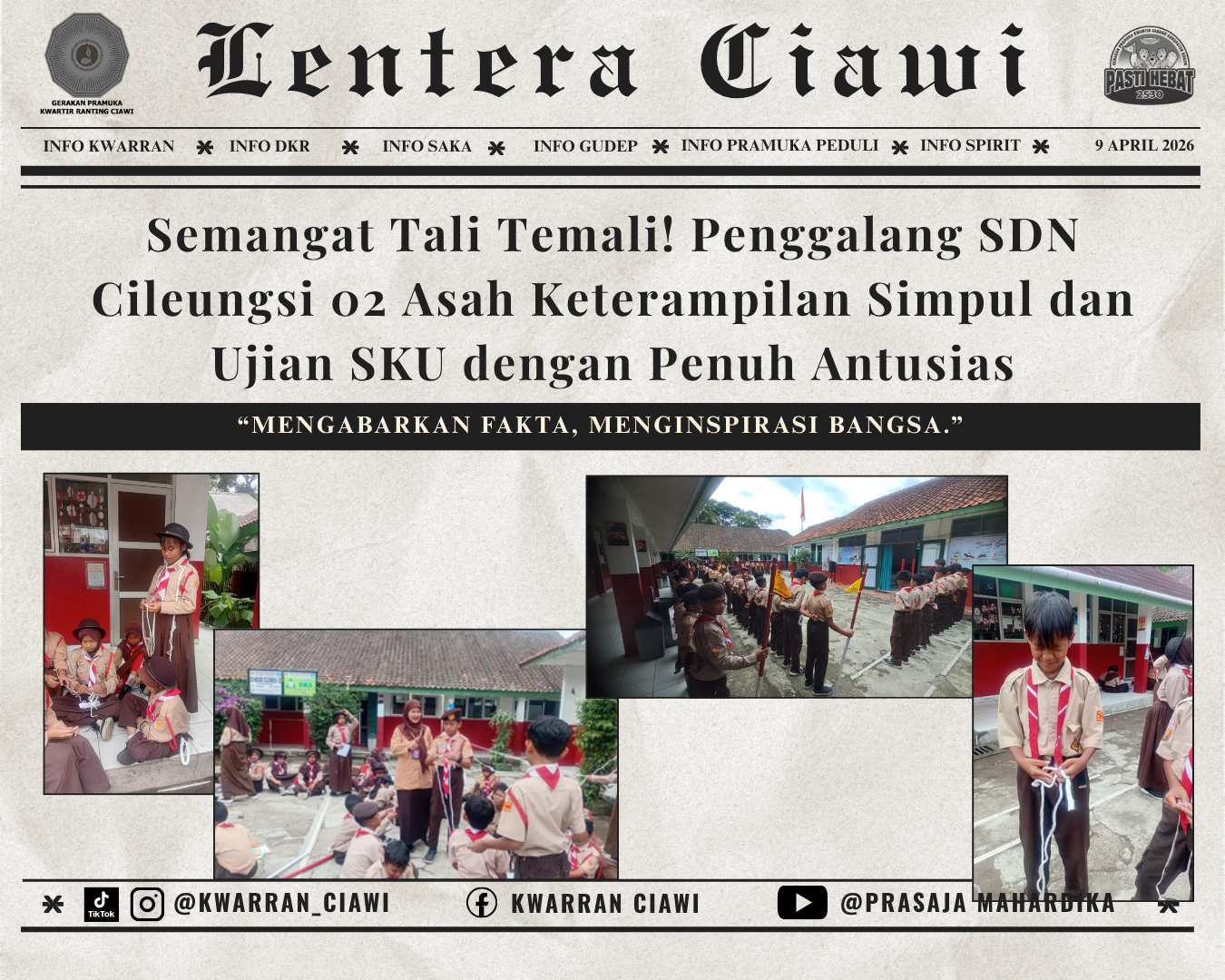 Semangat Tali Temali! Penggalang SDN Cileungsi 02 Asah Keterampilan Simpul dan Ujian SKU dengan Penuh Antusias