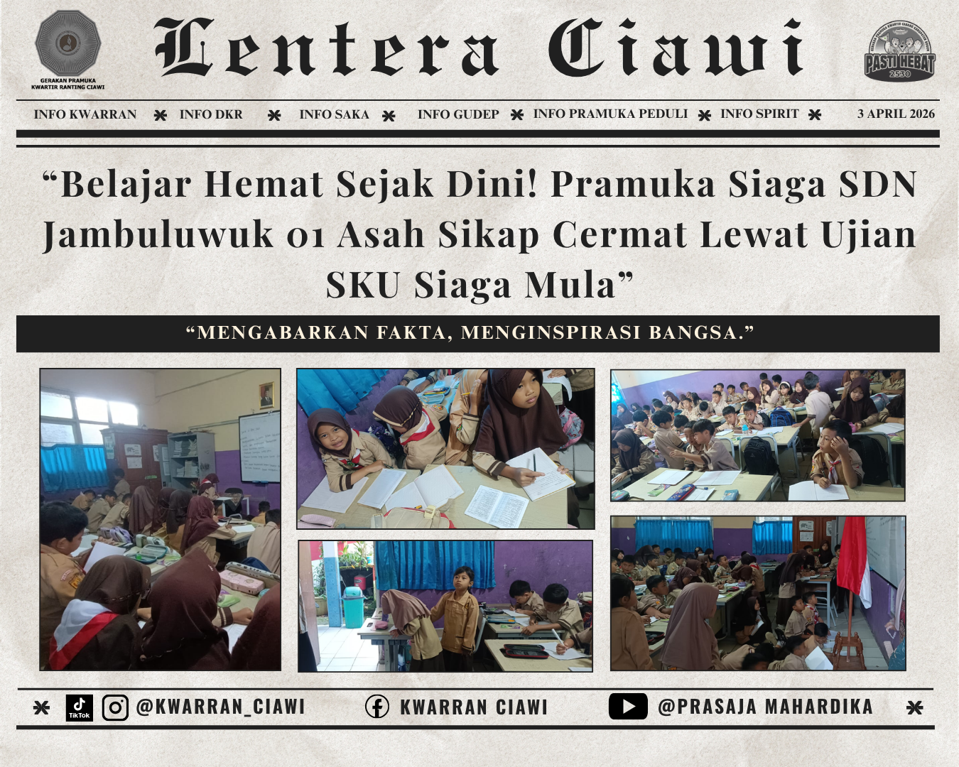 “Belajar Hemat Sejak Dini! Pramuka Siaga SDN Jambuluwuk 01 Asah Sikap Cermat Lewat Ujian SKU Mula”