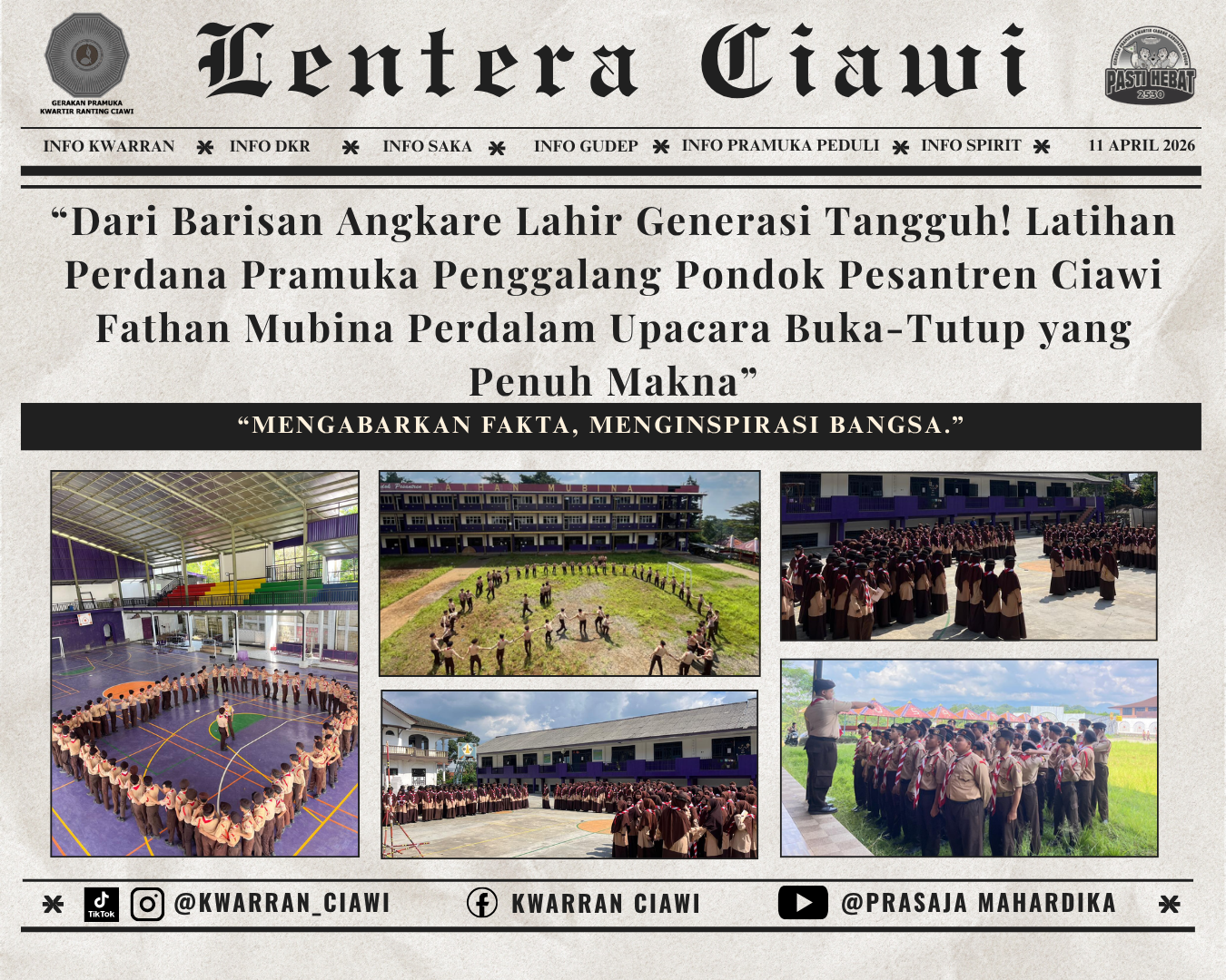 “Dari Barisan Angkare Lahir Generasi Tangguh! Latihan Perdana Pramuka Penggalang Pondok Pesantren Ciawi Fathan Mubina Perdalam Upacara Buka-Tutup yang Penuh Makna”