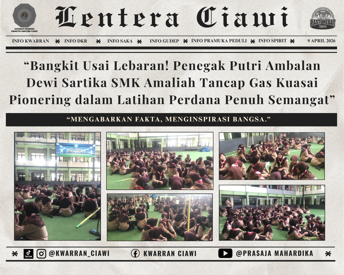 “Bangkit Usai Lebaran! Penegak Putri Ambalan Dewi Sartika SMK Amaliah Tancap Gas Kuasai Pionering dalam Latihan Perdana Penuh Semangat”