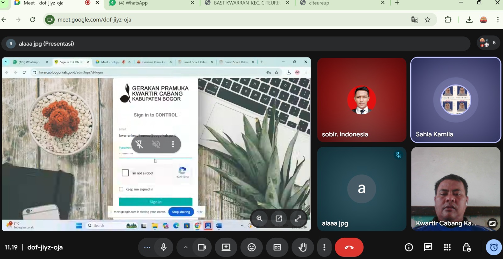 Perkuat Publikasi Kepramukaan : Kwarran Citeureup dan Pusdatin Gelar Koordinasi Virtual