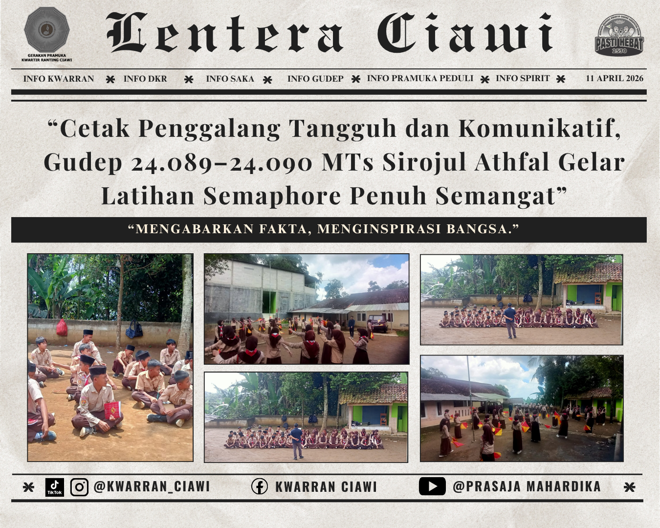 “Cetak Penggalang Tangguh dan Komunikatif, Gudep 24.089–24.090 MTs Sirojul Athfal Gelar Latihan Semaphore Penuh Semangat”
