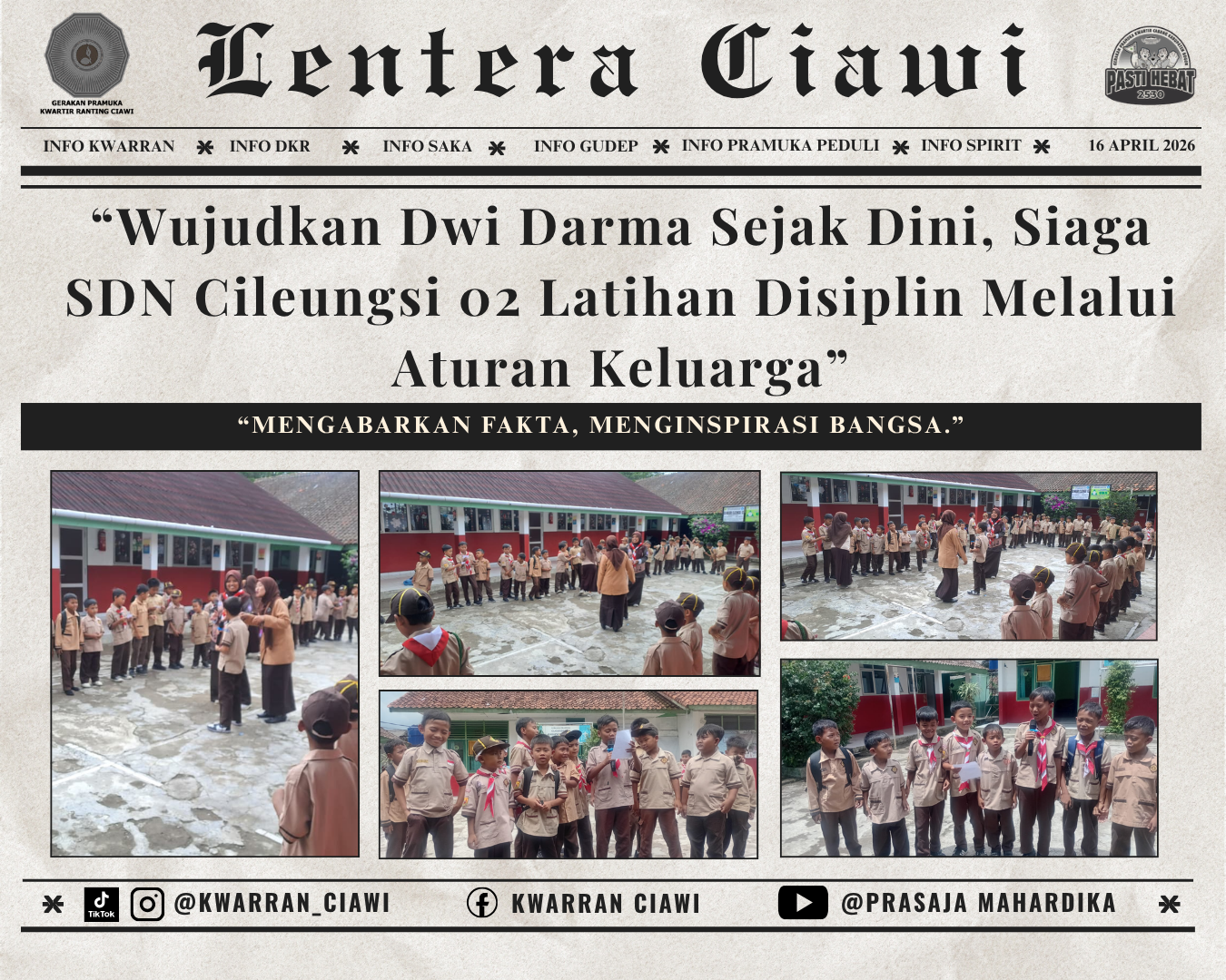 “Wujudkan Dwi Darma Sejak Dini, Siaga SDN Cileungsi 02 Latihan Disiplin Melalui Aturan Keluarga”