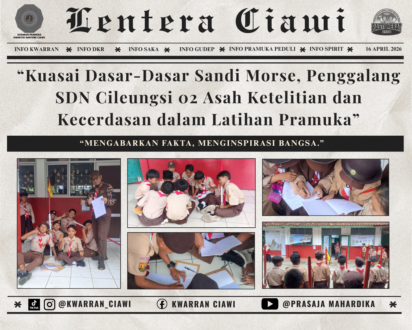 “Kuasai Dasar-Dasar Sandi Morse, Penggalang SDN Cileungsi 02 Asah Ketelitian dan Kecerdasan dalam Latihan Pramuka”