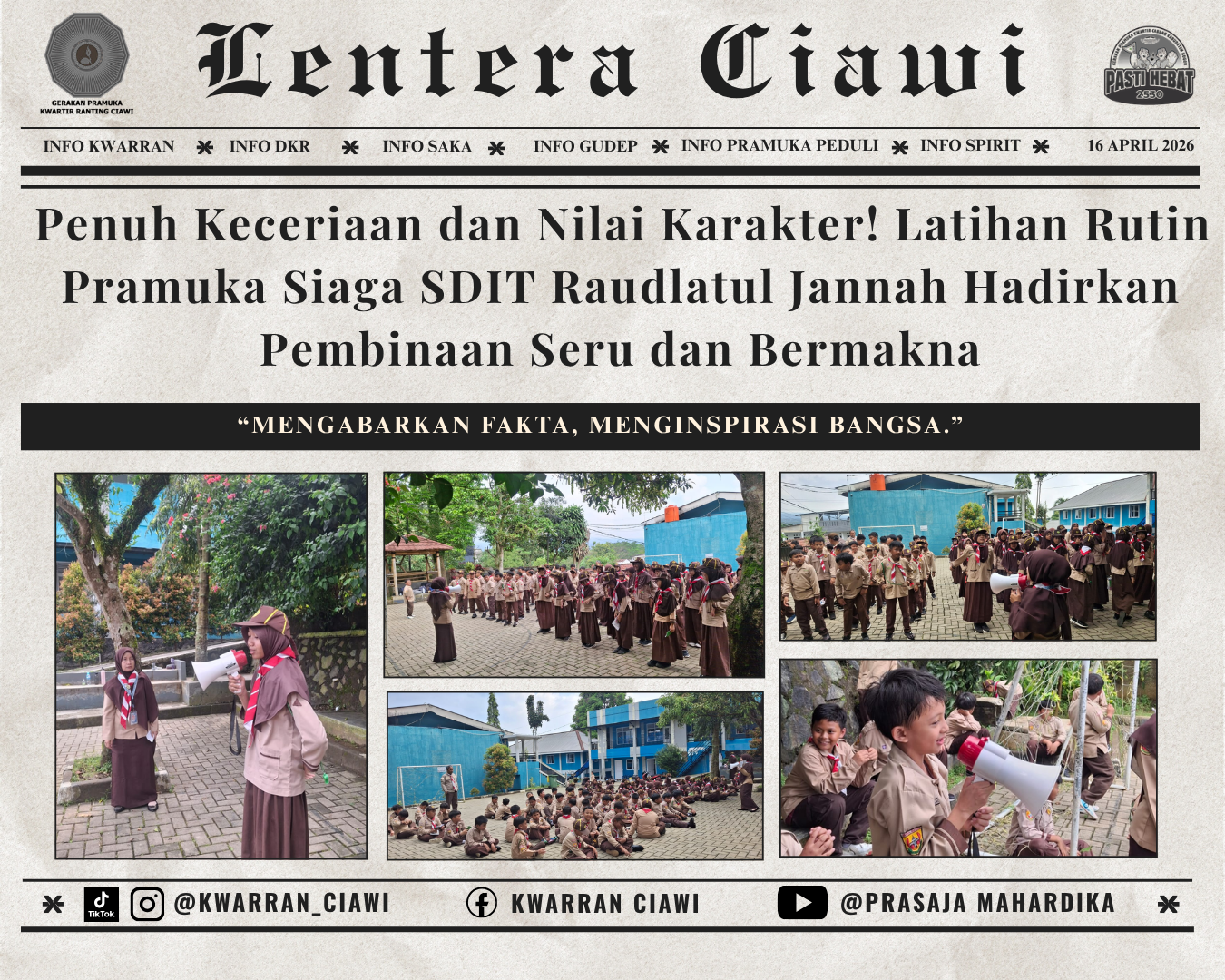 Penuh Keceriaan dan Nilai Karakter! Latihan Rutin Pramuka Siaga SDIT Raudlatul Jannah Hadirkan Pembinaan Seru dan Bermakna