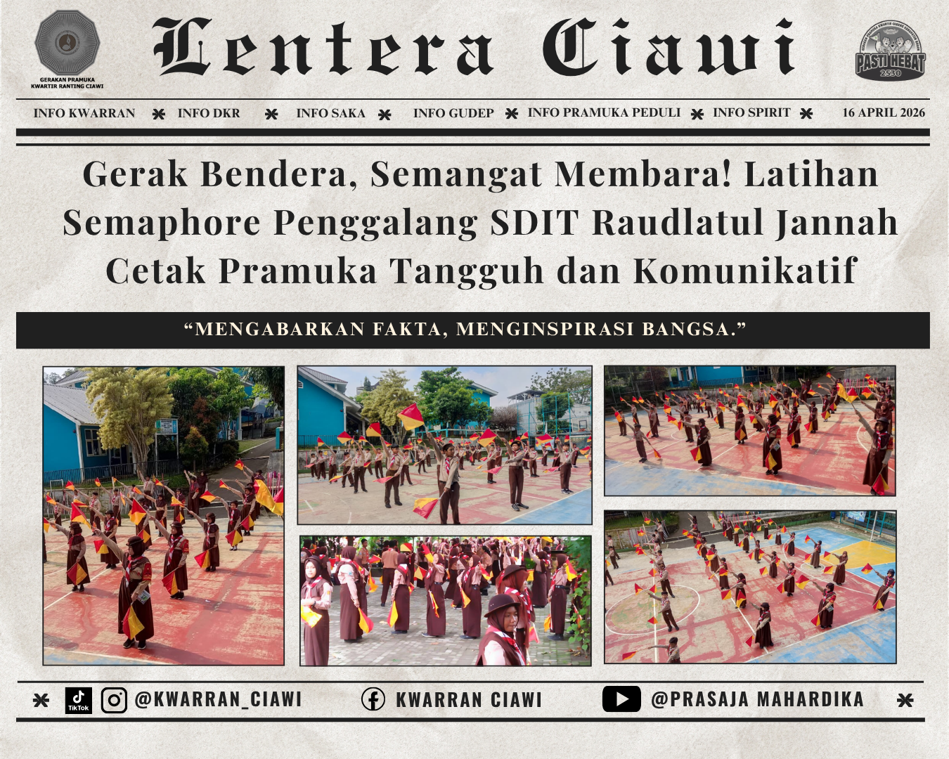 Gerak Bendera, Semangat Membara! Latihan Semaphore Penggalang SDIT Raudlatul Jannah Cetak Pramuka Tangguh dan Komunikatif