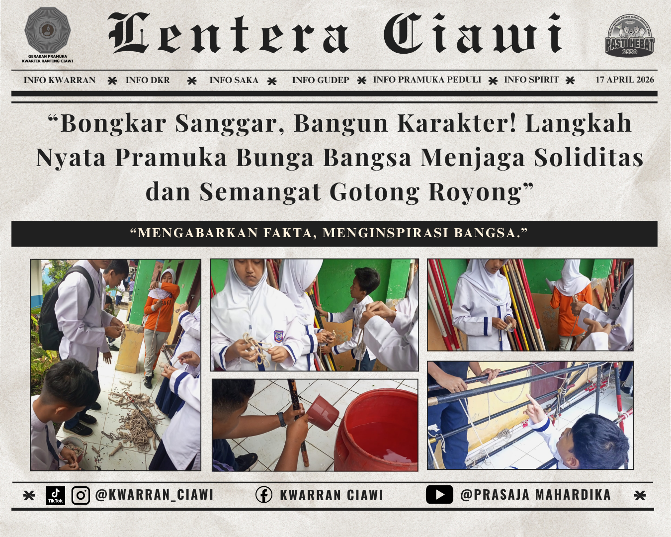 “Bongkar Sanggar, Bangun Karakter! Langkah Nyata Pramuka Bunga Bangsa Menjaga Soliditas dan Semangat Gotong Royong”