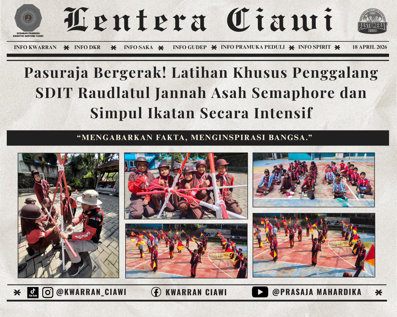 Pasuraja Bergerak! Latihan Khusus Penggalang SDIT Raudlatul Jannah Asah Semaphore dan Simpul Ikatan Secara Intensif
