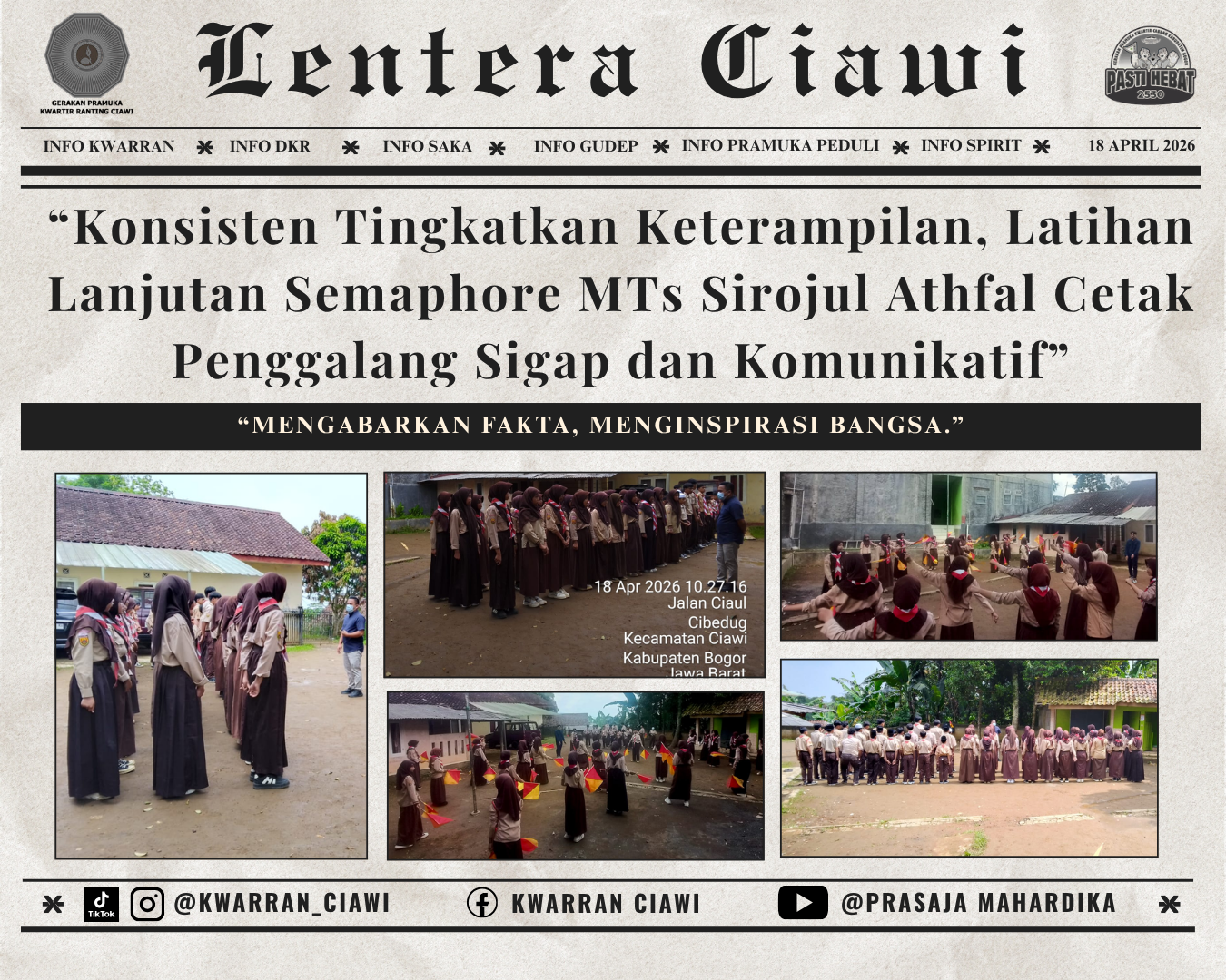 “Konsisten Tingkatkan Keterampilan, Latihan Lanjutan Semaphore MTs Sirojul Athfal Cetak Penggalang Sigap dan Komunikatif”